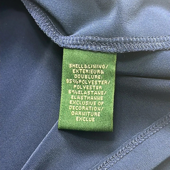 Lauren Ralph Lauren Evening Dress Navy Blue Side Ruched Midi Womens Size 2 - Picture 10 of 13